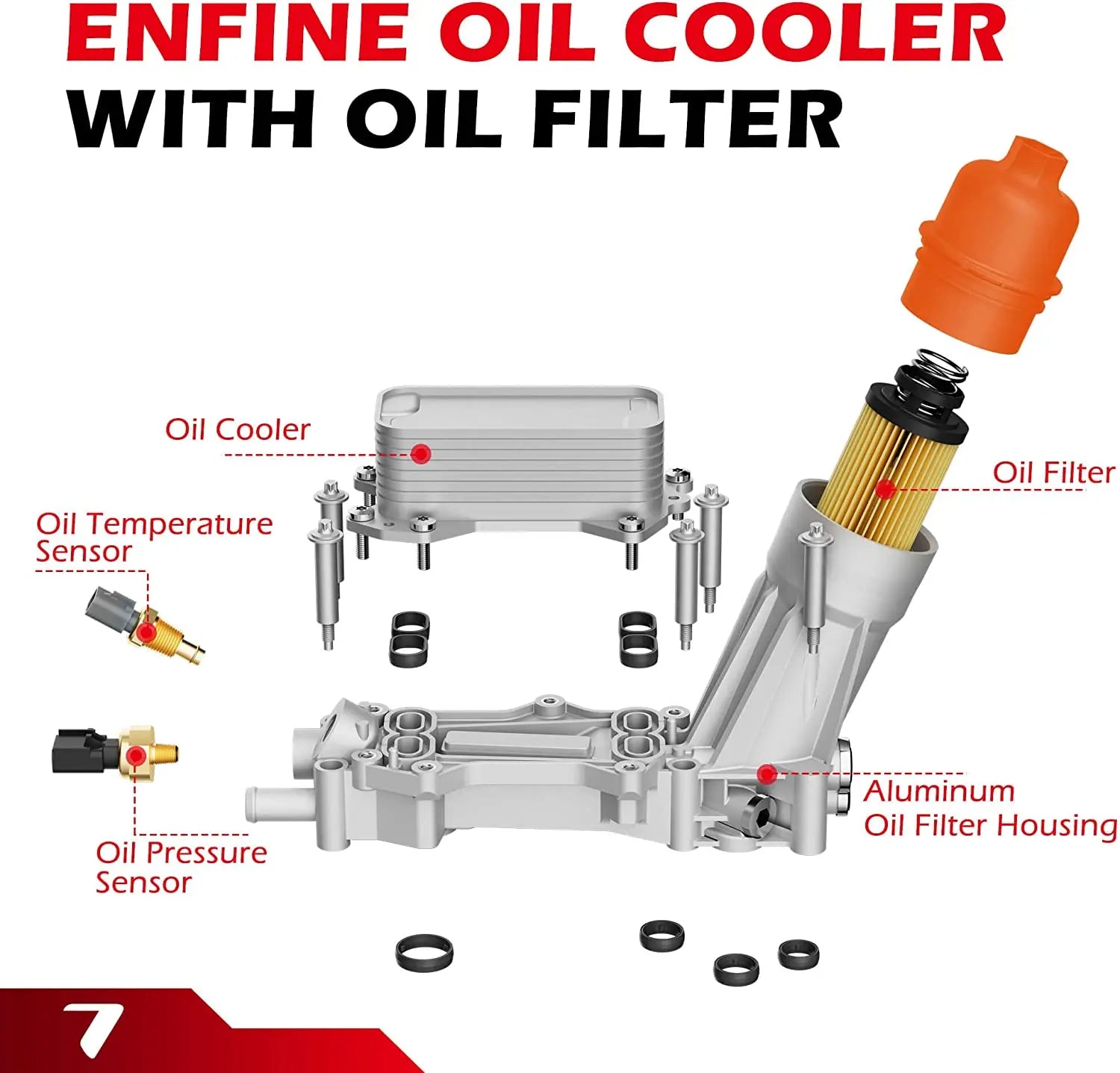 Engine Oil Cooler and Filter Housing Adapter Assembly Kit - Image #5